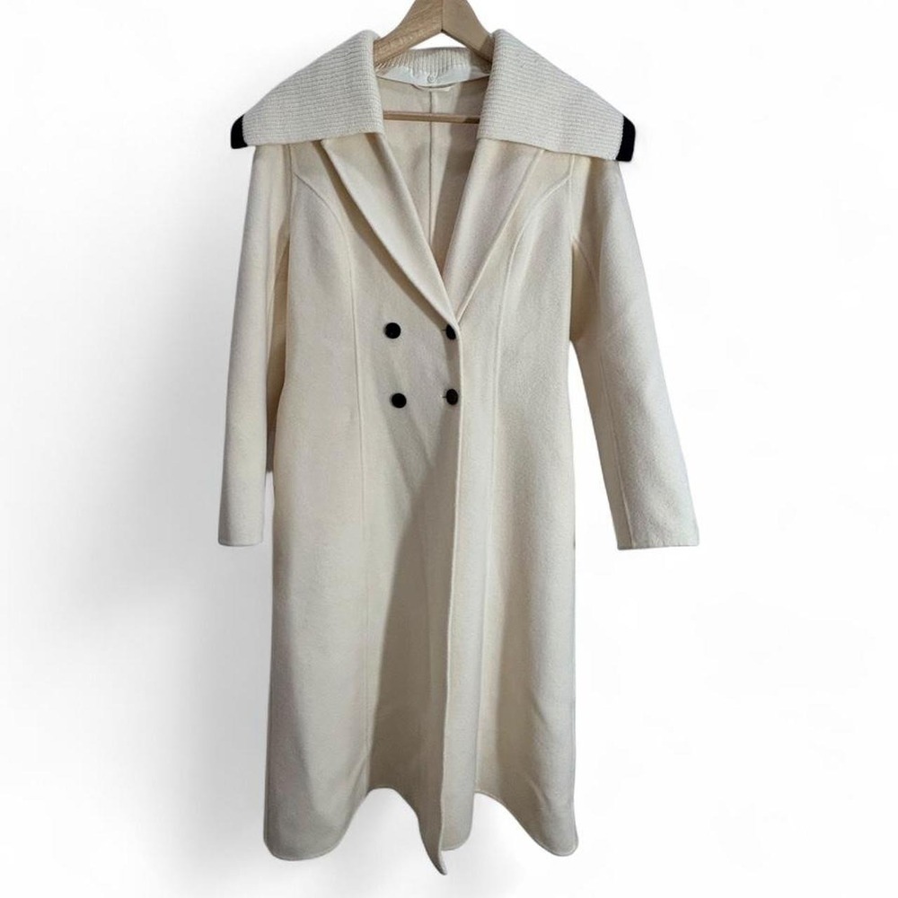 BISELENA Princess Coat 100% Sheep Wool Ivory Cream Old Money Coquette S